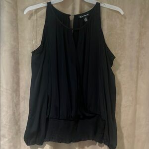 INC International Concepts Black Sleeveless Pleated Blouse